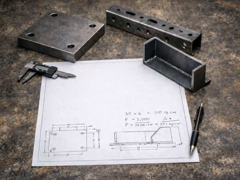 Custom metal fabrication parts with schematic drawing